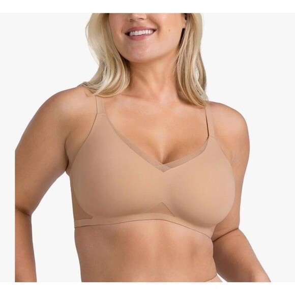 Honey Love Bra Nude Ajustable Straps Unlined Wireless Hook Eye Closure  Size L - Picture 1 of 7